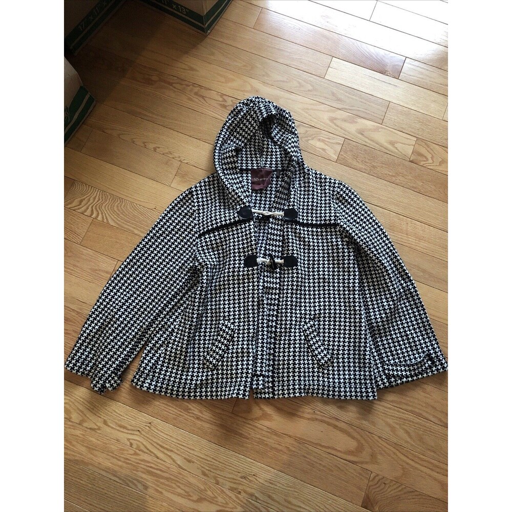525 America Hooded Jacket Black White‎ Geometric XL with Pockets Women’s
